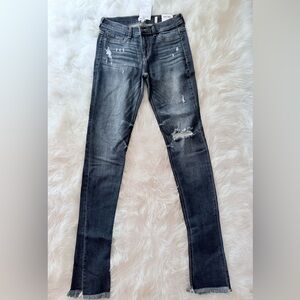Sneak Peek Charcoal Distressed Mid Rise Skinny Jeans